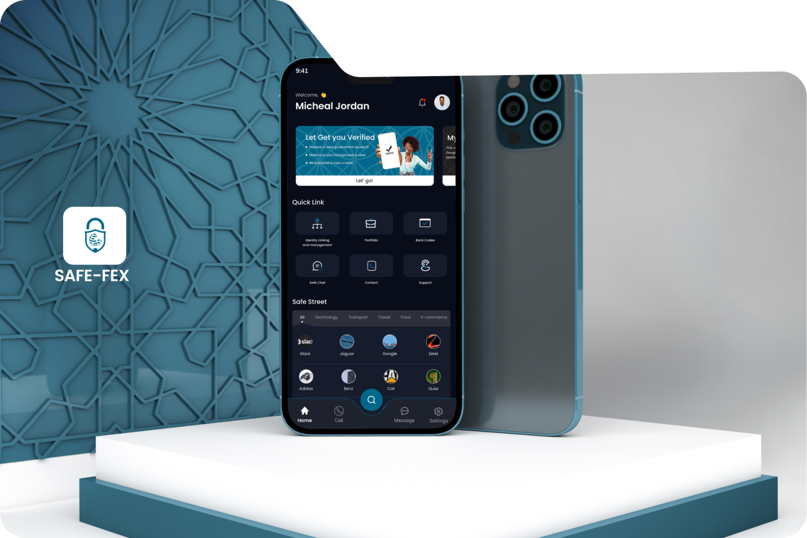 Safex security alert app mockup